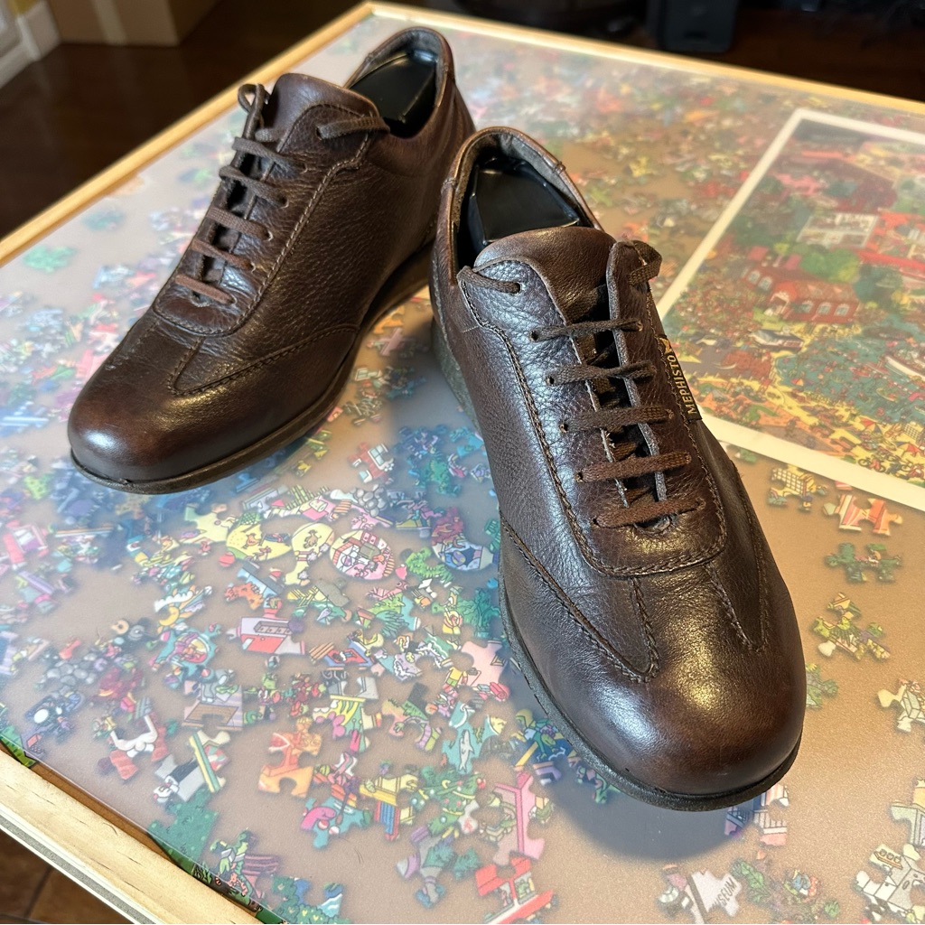 Mephisto Leather Sneakers In Dark Brown